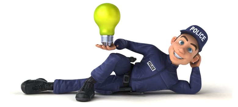 Fun 3D illustration of a cartoon Police Officer