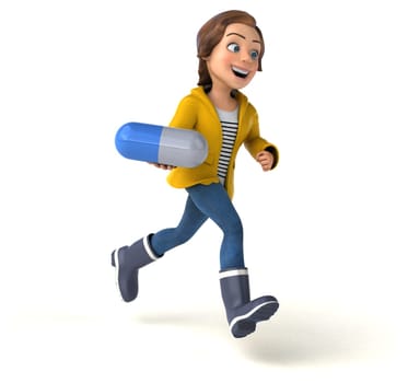 Fun 3D illustration of a cartoon teenage girl