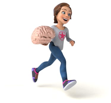 Fun 3D illustration of a cartoon teenage girl
