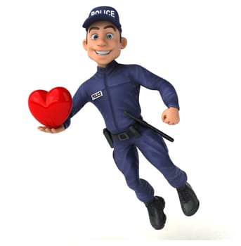Fun 3D illustration of a cartoon Police Officer