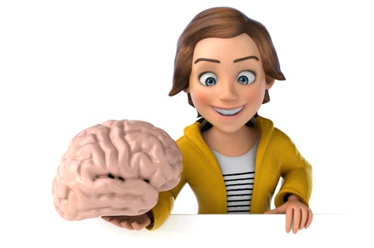 Fun 3D illustration of a cartoon teenage girl