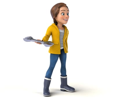Fun 3D illustration of a cartoon teenage girl