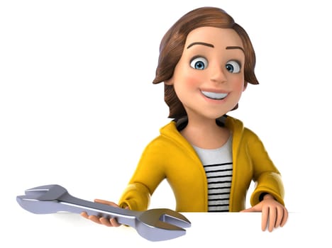 Fun 3D illustration of a cartoon teenage girl