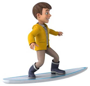 Fun cartoon kid with rain gear
