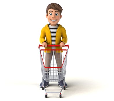 Fun 3D Illustration of a cartoon kid with rain gear