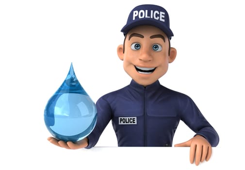 Fun 3D illustration of a cartoon Police Officer