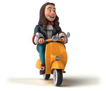 3D Illustration of a cartoon man in historical baroque costume