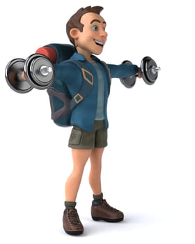 Fun illustration of a 3D cartoon backpacker