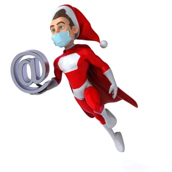Fun 3D illustration of a cartoon Santa Claus with a mask