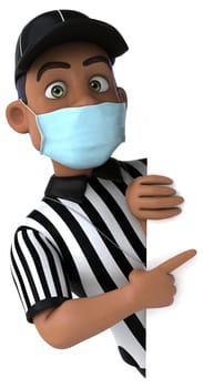Fun 3D illustration of a black referee with a mask