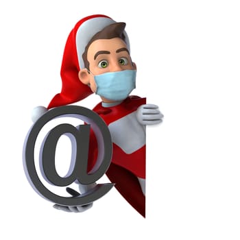 Fun 3D illustration of a cartoon Santa Claus with a mask