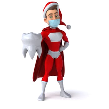 Fun 3D illustration of a cartoon Santa Claus with a mask