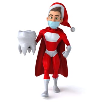 Fun 3D illustration of a cartoon Santa Claus with a mask