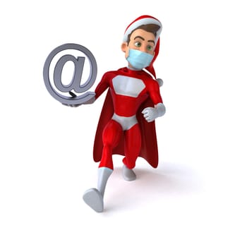 Fun 3D illustration of a cartoon Santa Claus with a mask