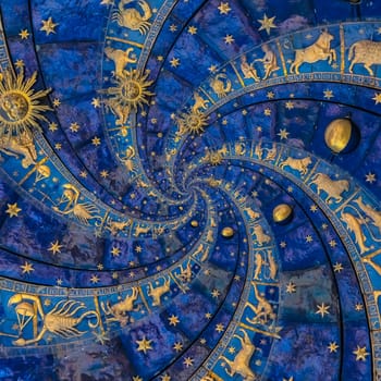 Droste effect background. Abstract design for concepts related to astrology and fantasy.