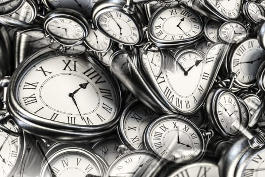 Droste effect background with infinite clock spiral. Abstract design for concepts related to time and deadline.