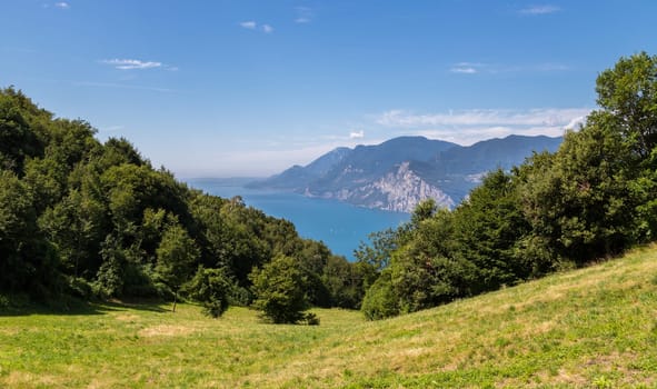 Beautiful mountain view. Monte Baldo, azure blue lago di garda and nature