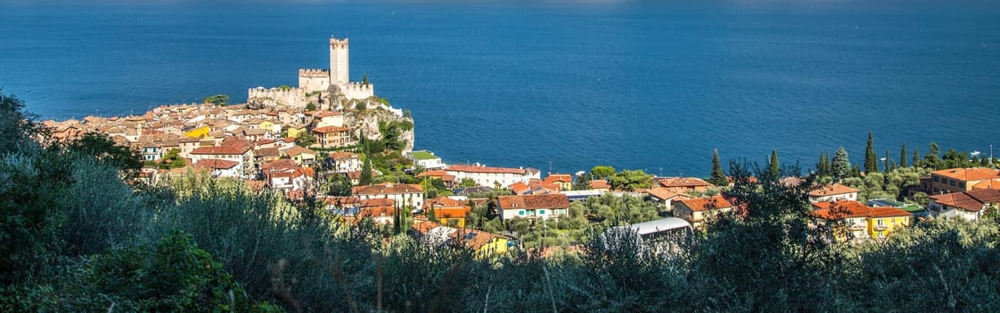 Fortress of Malcesine, Lake Garda, Italy. Lake in the Background.