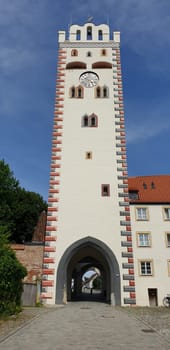 The Bayertor in Landsberg am Lech,Bavaria,was built in 1425 in the late Gothic style as part of the city wall. The tower is the landmark of the Lechstadt whose old town is very well preserved.