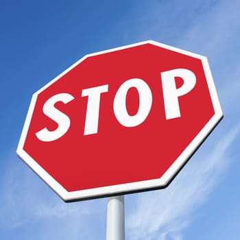 Stop sign on sky. Stop sign against a blue sky.