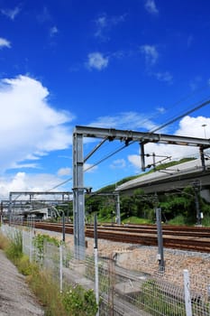 train track and the blue sky