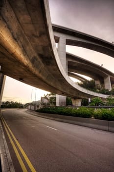 highway in hong kong and sky in sunset