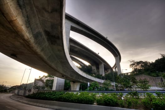 highway in hong kong and sky in sunset