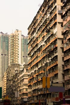 old home building in hong kong with color toned