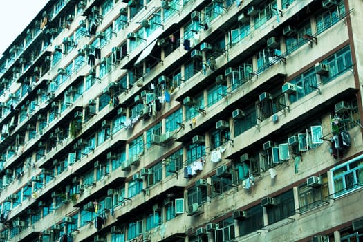old home building in hong kong with color toned