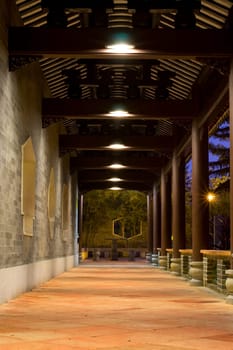Red pillar along the corridor