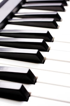 piano close up on the keyboard