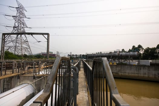 transmission tower station for make power to city