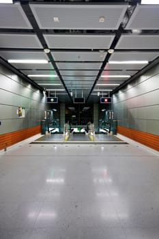 Modern building indoor and escalator in hong kong
