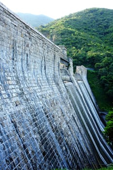 huge dam in the forest at day