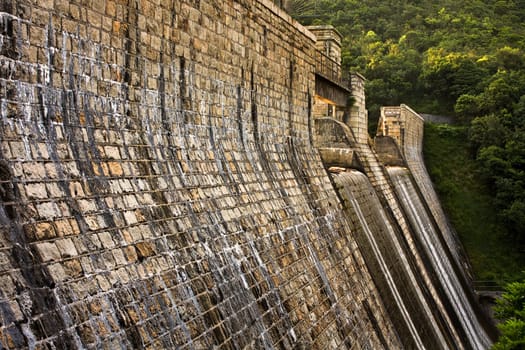 dam close up at day sunset in hong kong