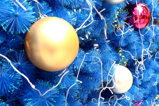 blue christmas background with balls