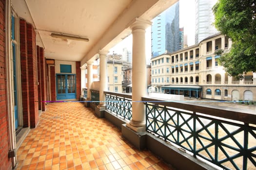 brown floor terrace in old building