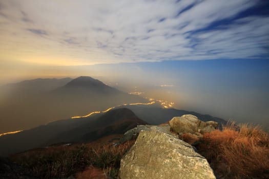 sunset over mountains