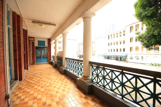 brown floor terrace in old building