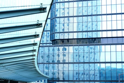 modern building with blue toned