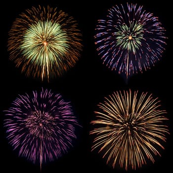Colorful fireworks in the night sky
