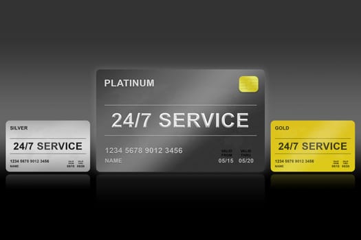 24 hours a day, 7 days a week platinum card on black background