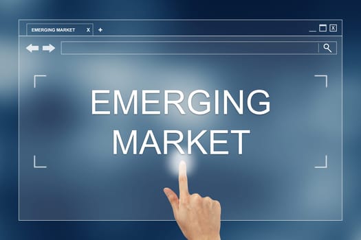 hand press on emerging market button on webpage