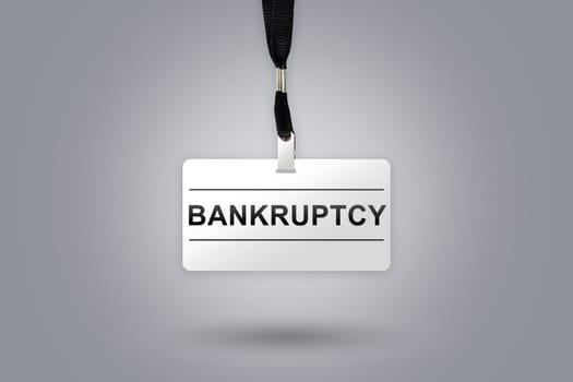 bankruptcy on badge with grey radial gradient background