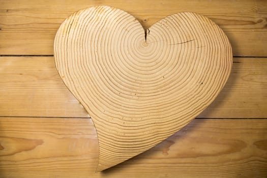 Wooden heart against a wooden background