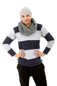 young casual man portrait, isolated on white