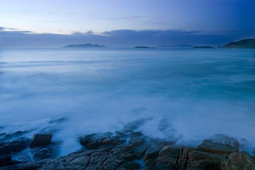 Long exposure at the coast of Baiona, Galicia, Spain
