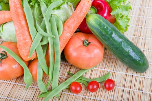 Fresh vegetables on wooden table