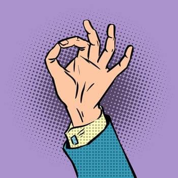 gesture sign okay pop art comics retro style Halftone. Imitation of old illustrations