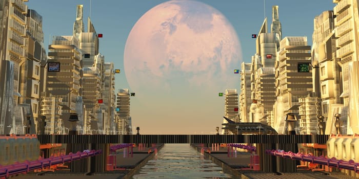 A city planted on one of Mars moons Deimos is the place where expeditions get ready to explore the planet.